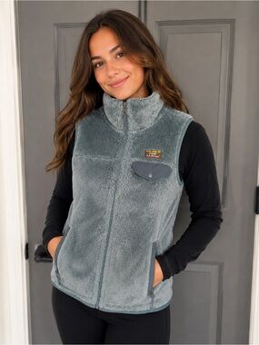 L.L. Bean Mountain Pile Fleece Sherpa Vest Dusty Blue XS